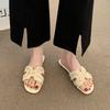 Wind with new beach sandals cool slippers female outer wear fairy flat skirt 2025 half drag super beautiful seaside summer