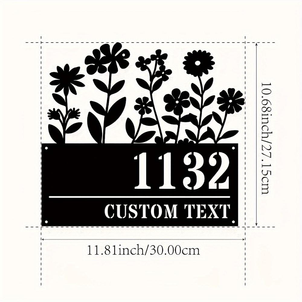 

Custom Floral Iron Address Plaque Personalized Street Name Home Entrance Decor Holiday Gift