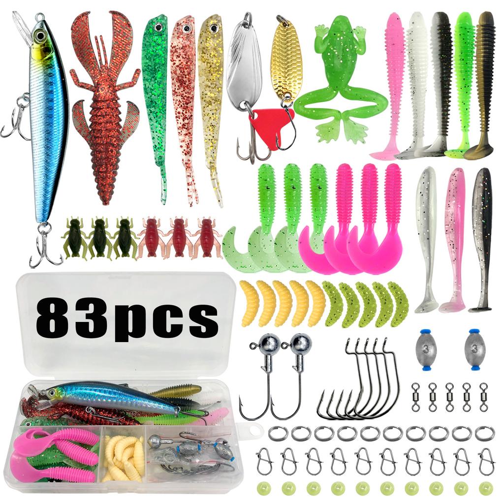 409/239/193/133/83pcs Fishing Lures Kit for Topwater Bait Rigs Tackle Kit for Bass Trout Salmon Fishing Accessories