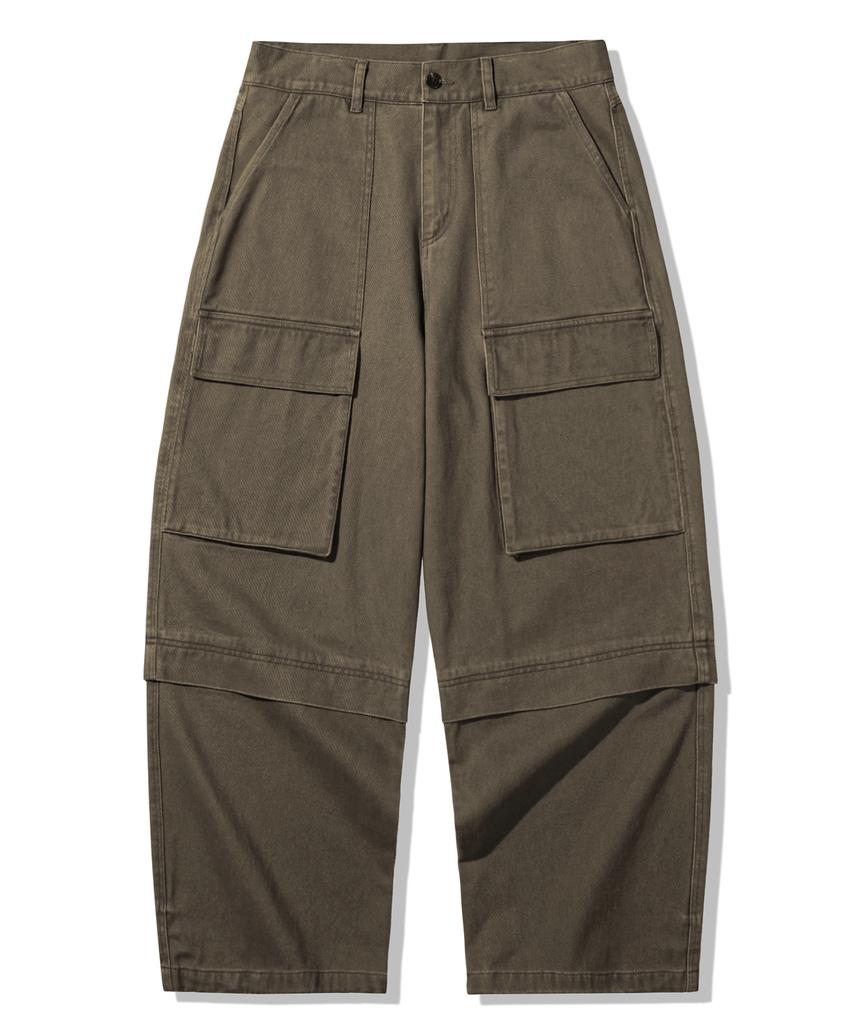TRILLION Stone Washed Cargo Pocket Cotton Pants_Khaki