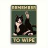 Vintage Cat Metal Tin Sign Humorous Bathroom Decor Rustic Plaque