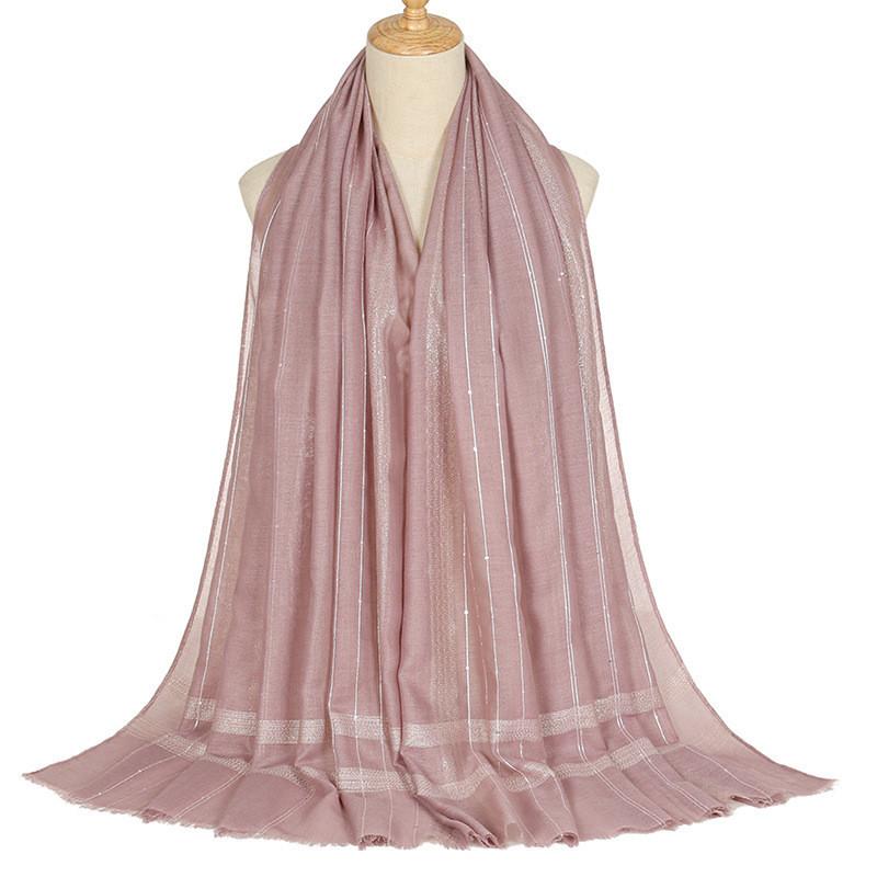 Plain Lurex Sliver Glitter Sequin Fringe Viscose Shawl Scarf Lady Soft Thin Hijabs and Wraps Bufandas Muslim Sjaal 180*80Cm