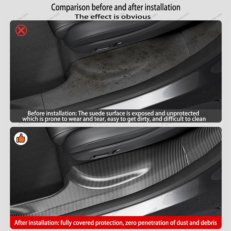 2 4 8 Pcs For Tesla New Model YL 2026 TPE Front Rear Door Sill Protector Threshold Strip Anti-kick Guard Panel Car Accessories