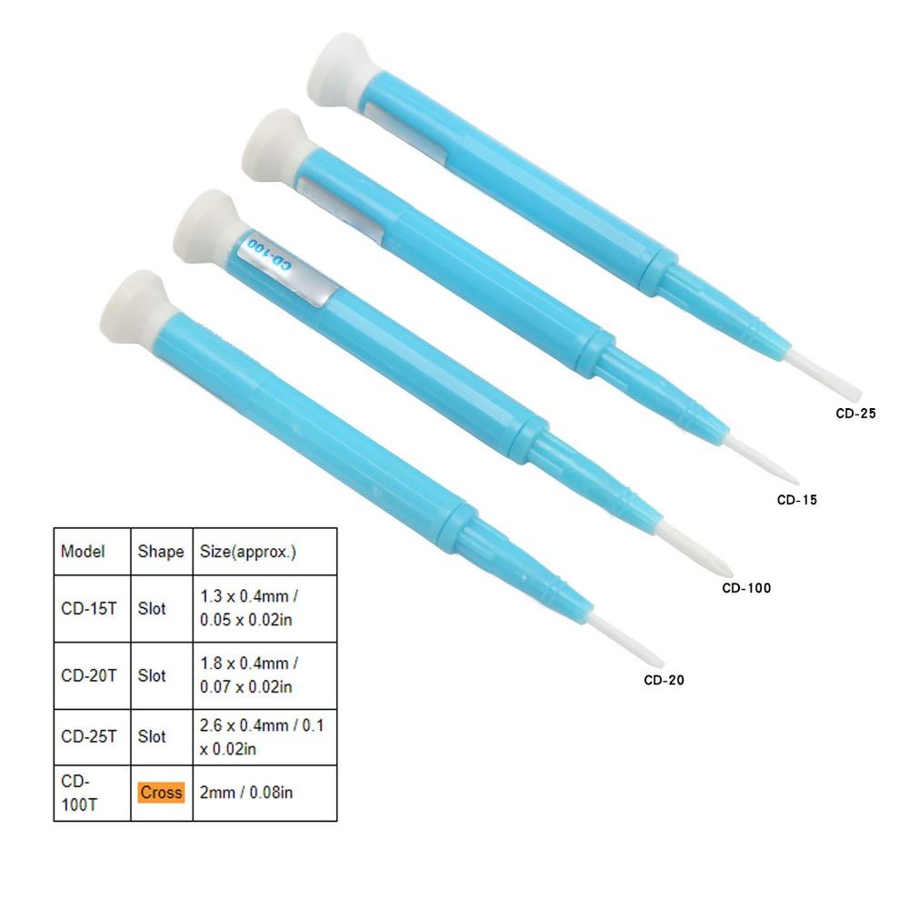 4PCS Slotted/Flat Head Ceramic Screwdriver Set 1.3mm, 1.8mm, 2.0mm, 2.6mm Ceramic Tip Non-Conductive Adjusting Screwdriver