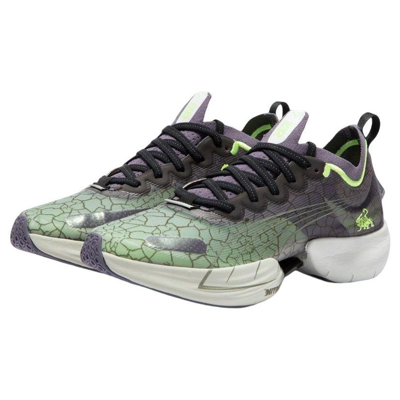 Puma Fast-R Nitro Elite Racing Sports Fabric Slip-Resistant Durable Low-Top Marathon Running Shoes Men Sneaker Gray Green Purple 377946-02