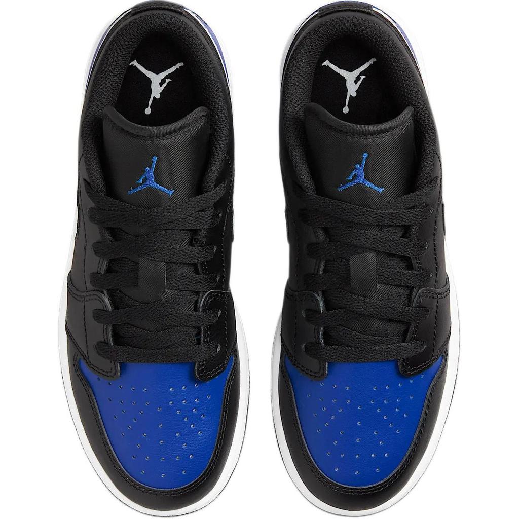 Jordan Air Jordan 1 Slip Resistant Abrasion Resistant Low Top Children's Basketball Shoes Black/Royal Blue/White 553560-042