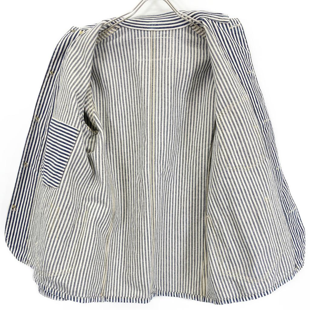 FREEWHEELERS UNION SPECIAL OVERALLS Hickory Coverall/ Jacket * There Is No Size Description. White / NavyUsed