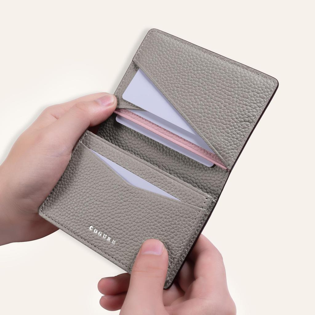 COGURE Business Card Genuine Shrink Calf Large Capacity Gift Box Black Case, Leather, Bifold, (50 Cards), Unisex, Included, COPCC50,