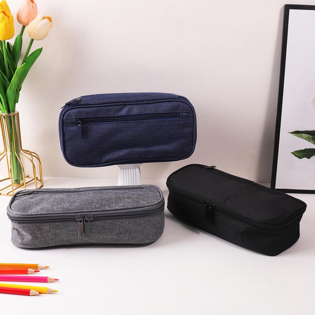 Portable Two-layer Large Capacity Pencil Bag Boy Canvas Pen Case School Office Supplies Storage Bag Office Stationery Bag Gift