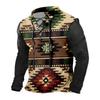 Men's Fashion Casual Printed Long Sleeve Bandage Retro Shirt Top Blouse
