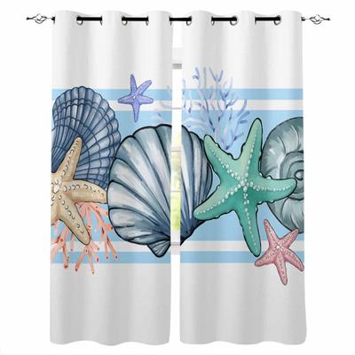 Ozean Sommer Muschel Seestern Koralle Aquarell Verdunkelungsvorhänge Für Wohnzimmer Schlafzimmer Fensterdekoration Vorhänge Heimdekor
