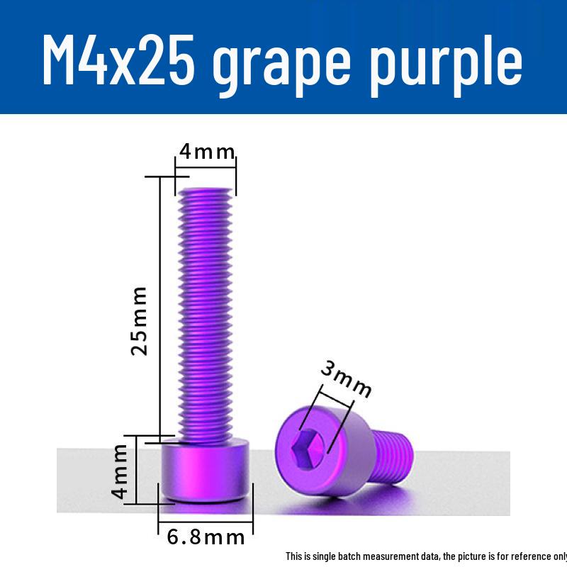Šroub s vnitřním šestihranem M4 z eloxované hliníkové slitiny s válcovou zápustnou hlavou, antikorozní, barevná povrchová úprava.