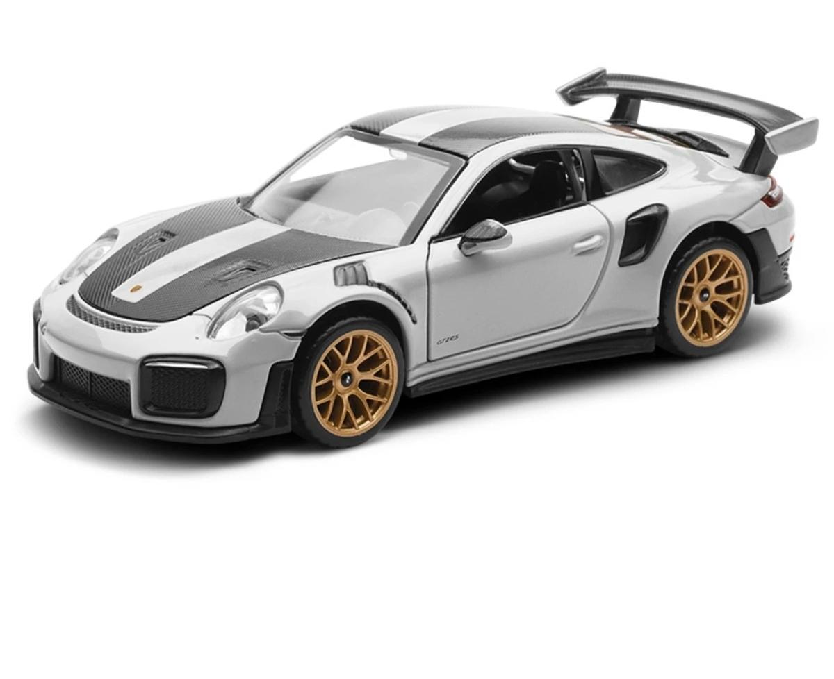 

1/32 Porsche 911 GT2 RS Carrera Toy Car Model Diecast Metal Racing Miniature Pull Back Sound & Light Collection Gift For Boys серебряный