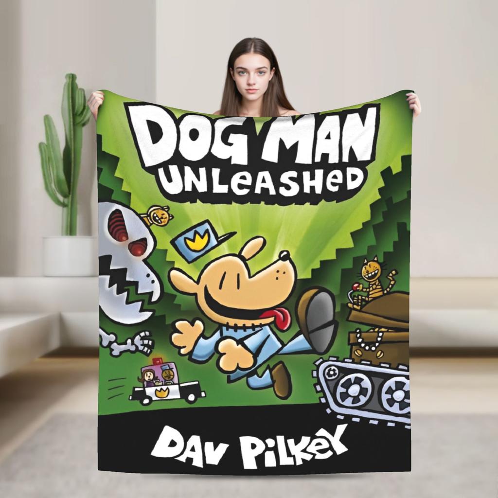 Dog Man Dogman Film Strip Boek Dekentje Cartoon Flanel Vintage Warm Plaid voor Dekbed Lente/Herfst