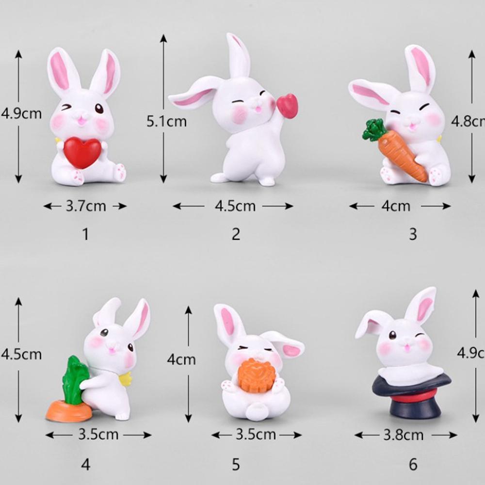 Craft 6PCS/SET Cartoon Model DIY Cute Rabbit Figurine Home Decor Miniatures Micro Landscape