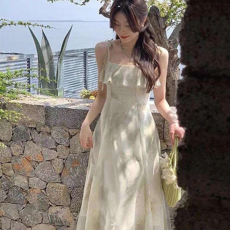 

Пляжное Летнее Похудение Талии Модное Платье на Бретелях Image color M (40.00 kg-45.00 kg