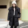 Winter Down Coat Thickened Padded Hooded Stand Collar Pockets Zipper Closure Pockets Windproof
