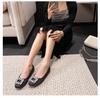 - [] New York Dinner _ Rhinestone Square Buckle Shallow Mouth Flat Sole Shoes Women's Wedding Shoes Commuter Shoes