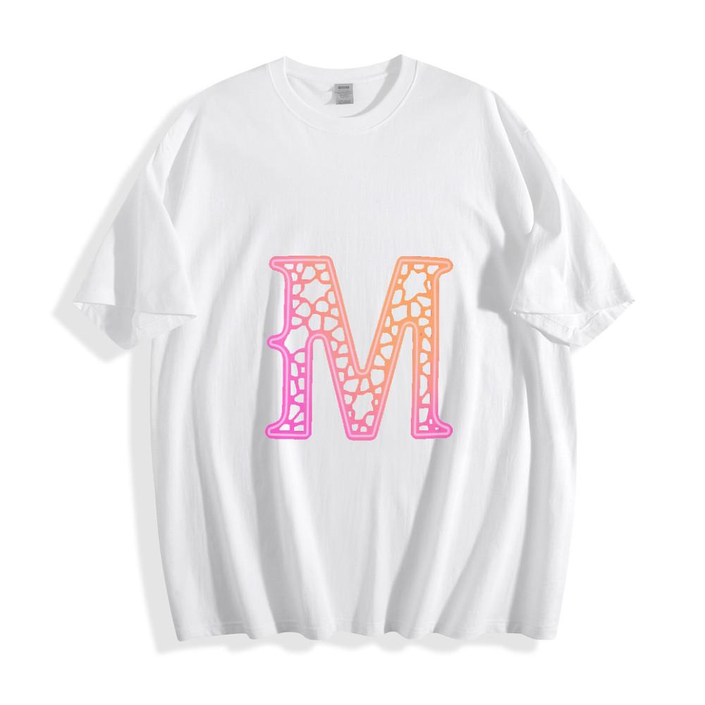 Black Gradient Giraffe-Print ''M'' Graphic T-Shirt