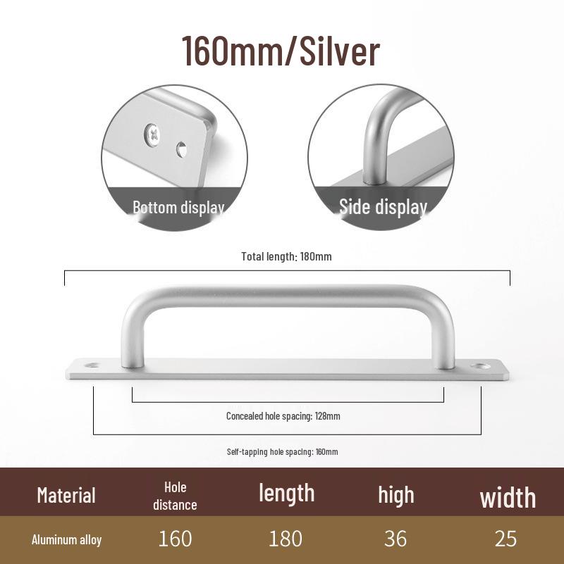 Hole-Free Aluminum Alloy Sliding Door Handle for Cabinets and Drawers