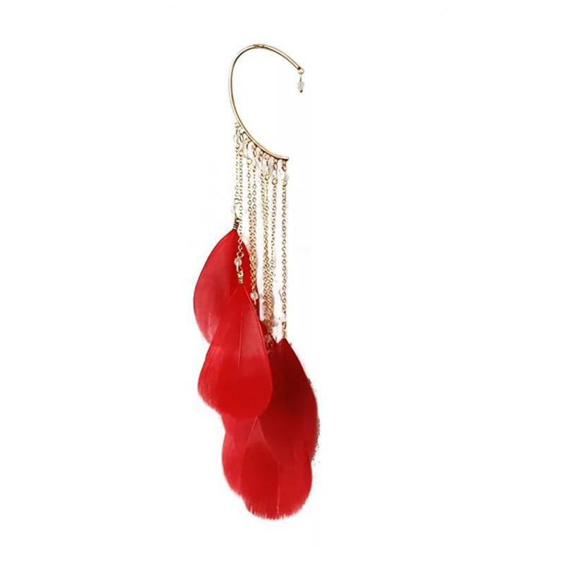Women Feather Earrings Long Tassels Dangles Drops Decorative Bohemian Party Jewelry Accessories