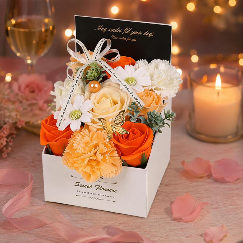 Soap Flowers Roses Bouquet in Gift Box Scented Soap Artificial Flowers Realistic & Delicate Scent for Women Mom Wife Gifts