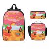 3Pcs Bad Bunny Merch Backpack Set for Boy Girl Pencil Boxes Bookbag Sets with Lunch Box For School Students Daypack