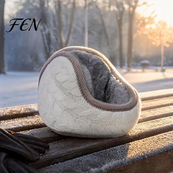 Soft Plush Ear Covers Winter Muffs for Women Men, Foldable Earmuffs with Thickened Cozy Protectors Lining, Knit Thermal Warmers Outdoor Sports Skiing
