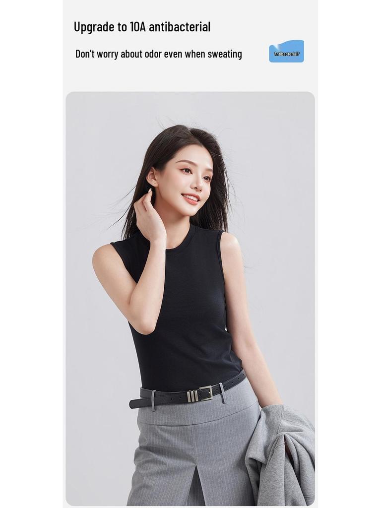 Tencel Lyocell Women's Sleeveless Knit Vest - Loose Round Neck Slimming Top