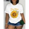 Women's Plus Size "Dog Mom" Sunflower Graphic Crew Neck Short Sleeve Casual Lightweight Spring Summer Tee