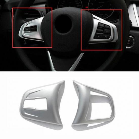 Fit For BMW X1 F48 2016- Silver Matte Inner Front Steering Wheel Frame Cover
