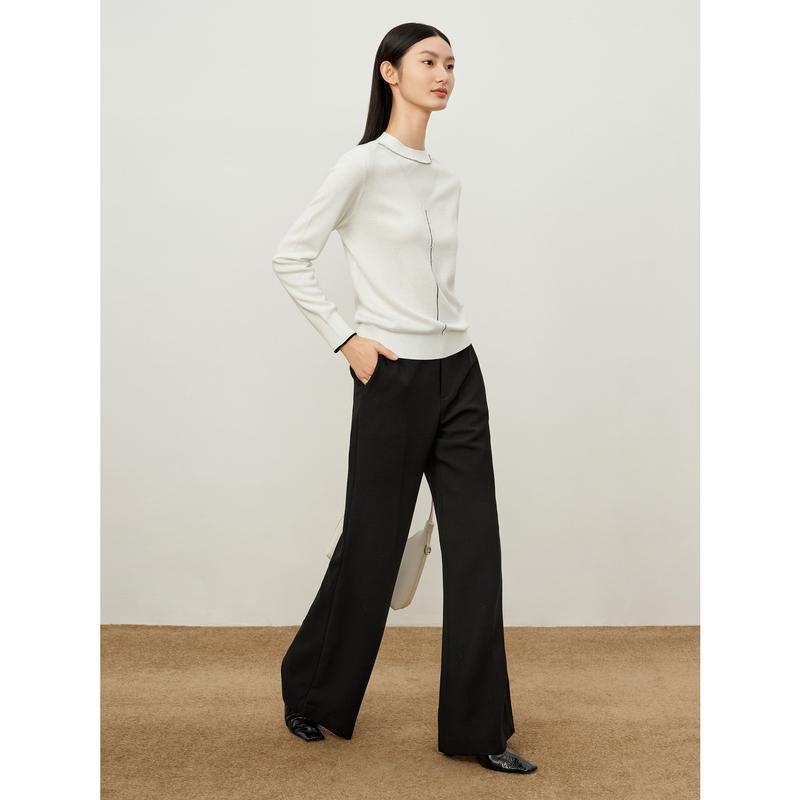 Elegant Slim Fit Diamond Chain Half High Neck Sweater for Women