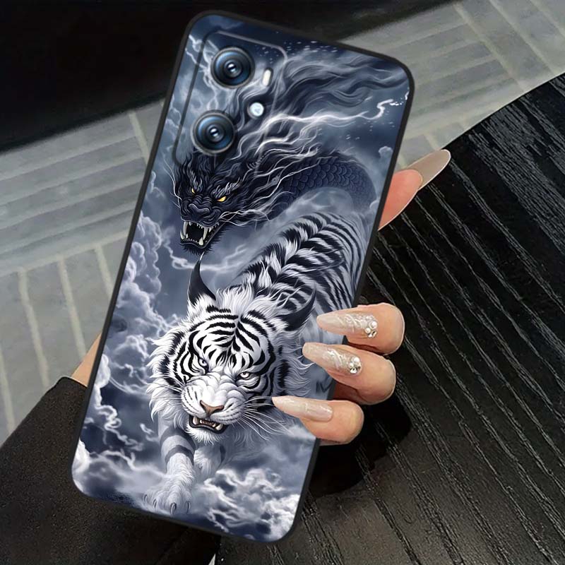 Anime-Drachen-Design für OPPO Reno 5 6 7 A96 A40 A58 Realme GT A74 A78 Neo2 A74 A78 Find X5 X3 X7 X8 Schwarze Handyhülle