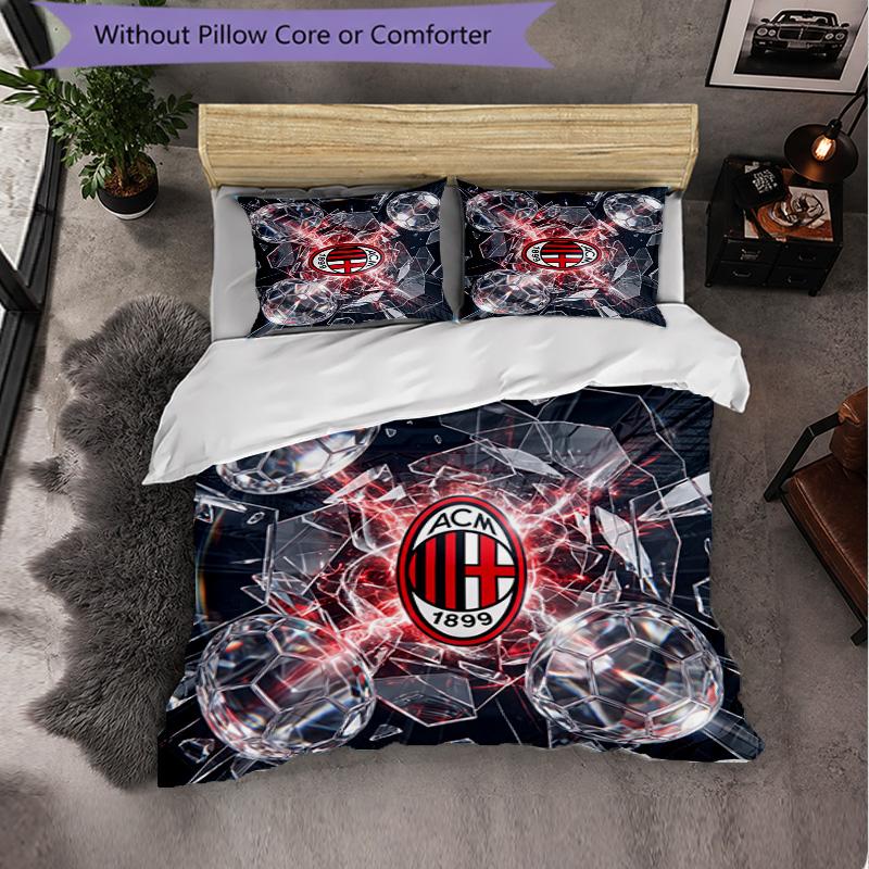 Set Lenzuola AC Milan Modello 3 Pezzi Morbida Copripiumino in Microfibra con Federe per Camera da Letto