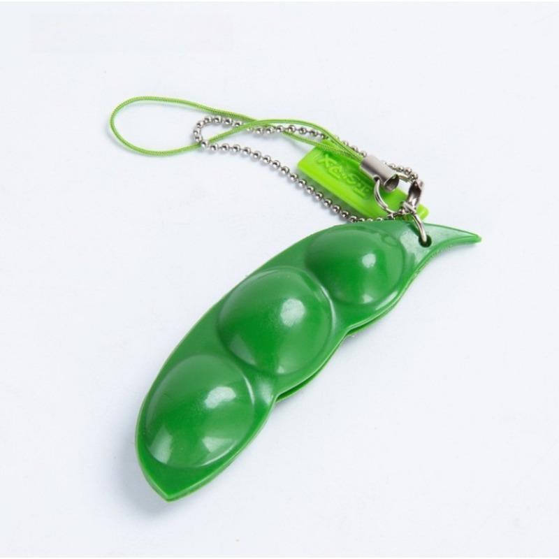 1PC decompression edamame vent extrusion edamame squeeze music creative decompression and decompression pea pod keychain toy