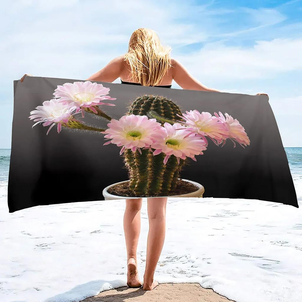 Beach Towel Oversized,Thick Microfiber Beach Towel,Super Absorbent Sand Free Cute Cactus Cool Swim Beach Towels for Kids,Adult