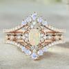 Elegant SHEIN Rose Gold Opal Ring Set: Light Luxury Fashion for Women
