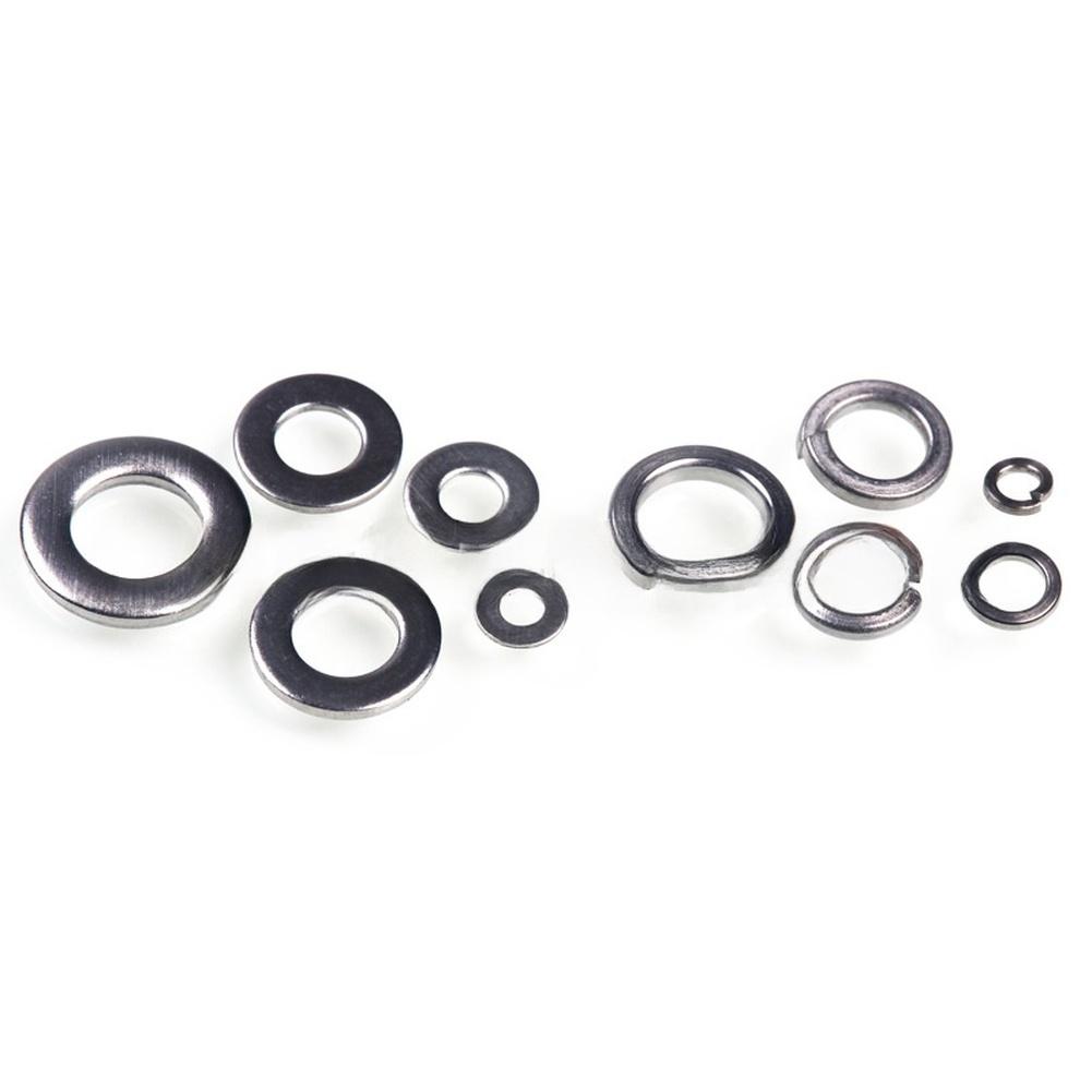 300pcs Stainless Steel Flat Spring Washer Assortment Kit M2-M6 Spring Washer Flat Washer Combination Box Round Washers