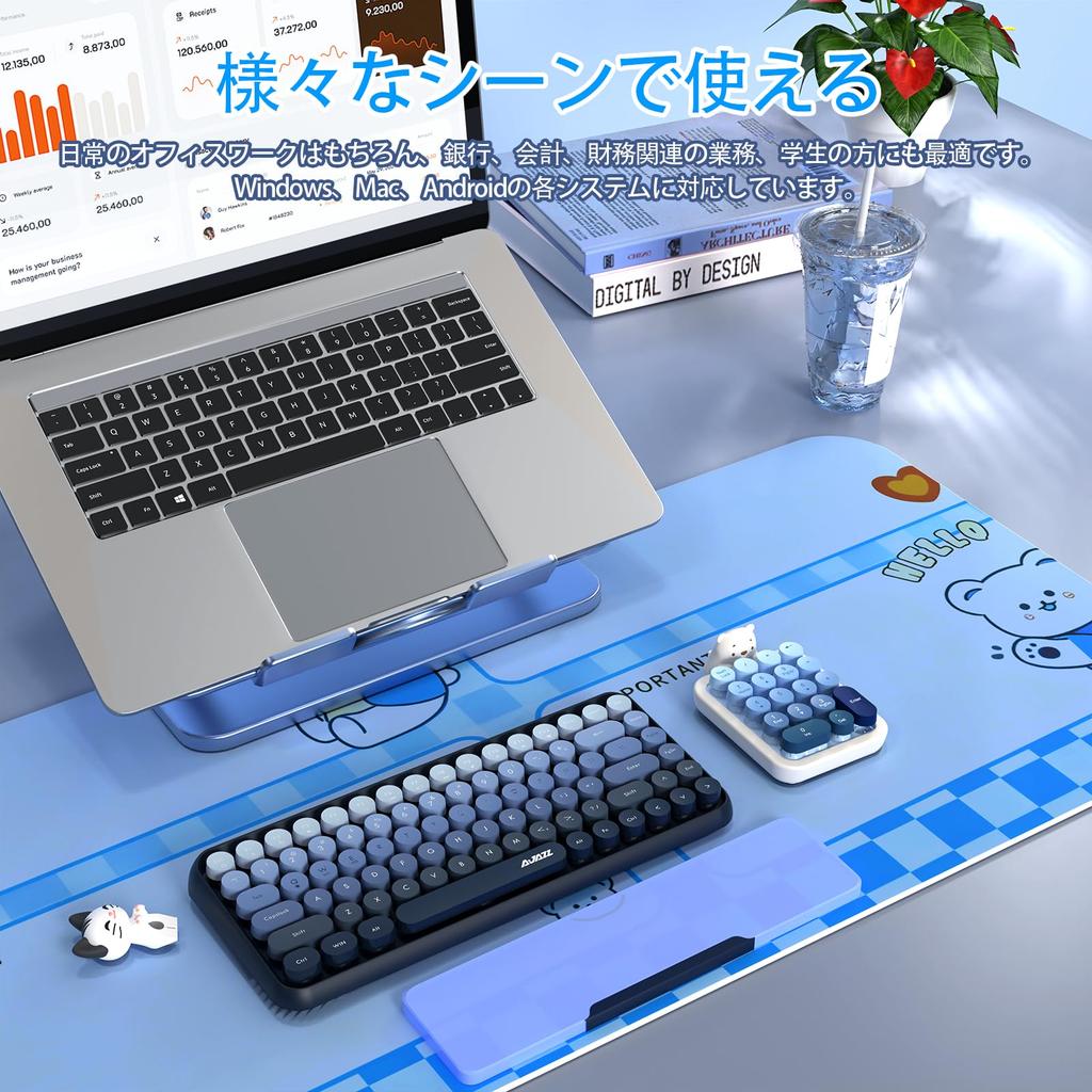 AJAZZ Wireless Numeric Keyboard for Left and Right Mini 18 Colorful Gradient Removable Silicone Cute Bear Ergonomic Connection Replaceable Compatible