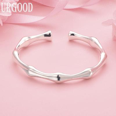 Pulseira de Argola Ajustável Fashion Bambu em Prata Esterlina 925 Joias de Casamento