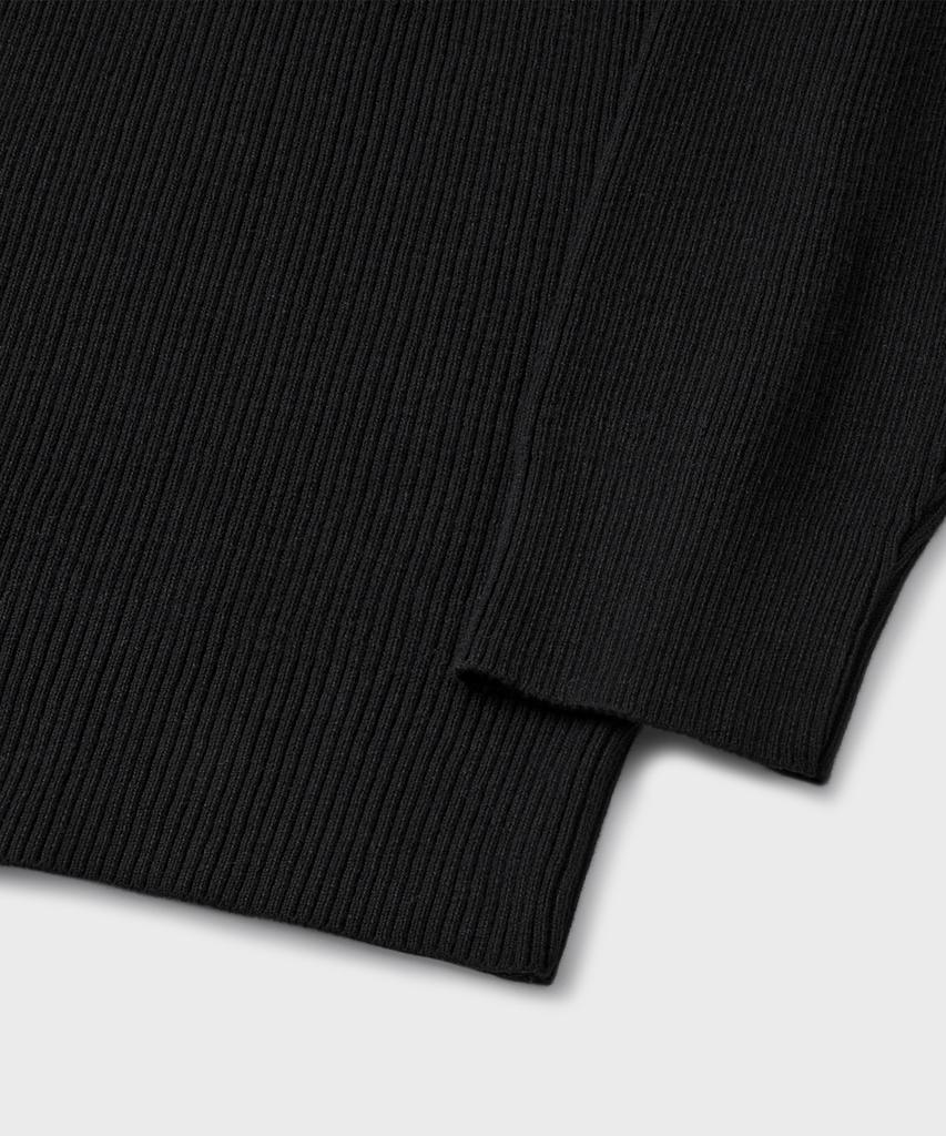 Beulaendideu Hard Twist Ribbed Henley Neck Knit [Black]