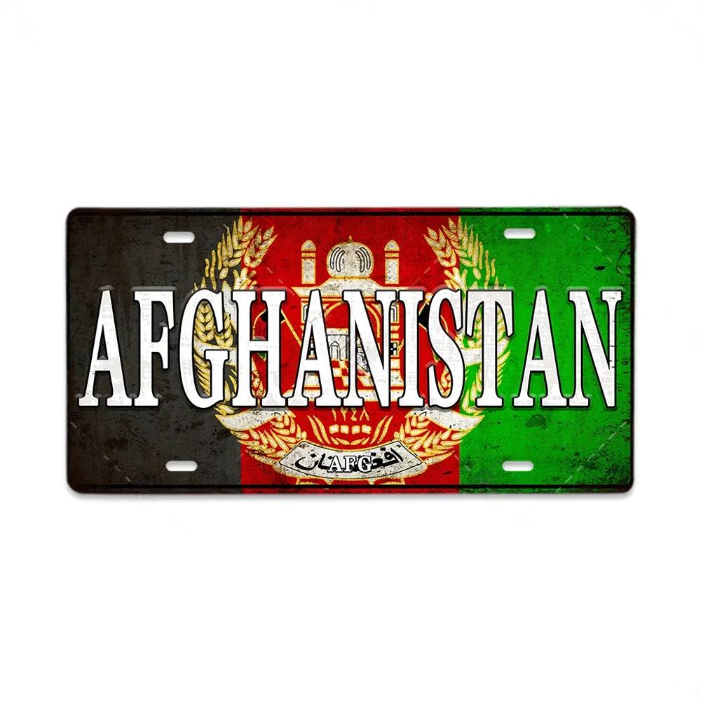 HD Metal Tin Sign World National Flags License Plate Style Vintage Retro Wall Art Decor for Home Bar Garage