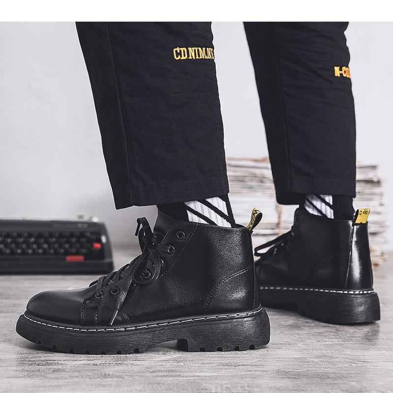 Martin Boots Men's Autumn Breathable Mid-help British Style Boots Men's Trendy Short Boots Versatile High-top Tooling Leather Shoes Men's Boots