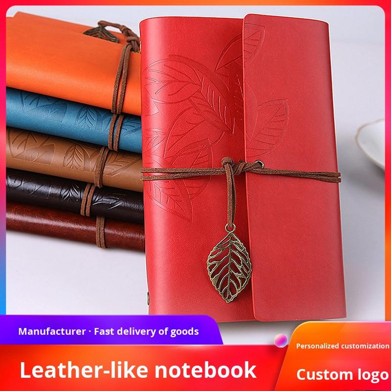 Korean Retro A5 Ring Binder Imitation Leather Notebook Journal with Autumn Leaves Design A6 Ring Binder