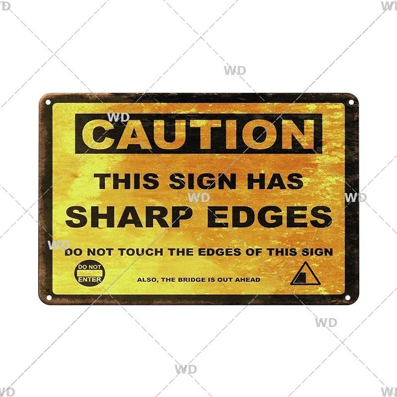 CautionCharm Vintage Metal Plaque - Warn Slogan Design - Great for Door, Factory & Home Wall Decor - Retro Caution Sign Poster