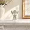 Praying Angel 3D Print Sculpture Printed Statue, Elegant Matte White Cherub Figurine with Detailed Waterproof Anti-fade Figure Wings, Durable