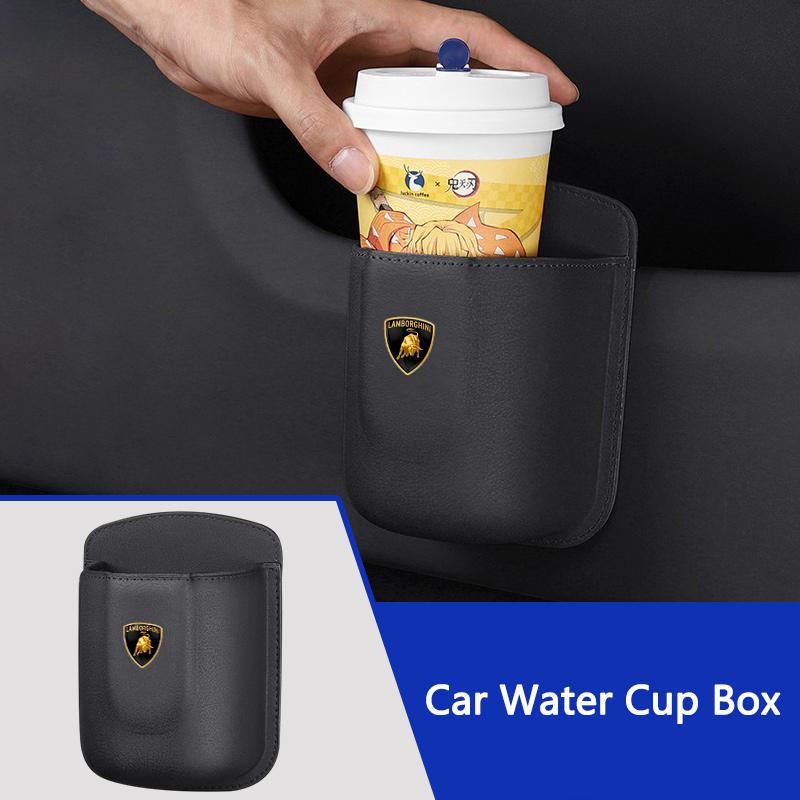 Leather Car Water Cup Box Back Seat Drink Rack For Lamborghini LP570 LP610 Urus LP700 LP770 Gallardo Aventador InteriorAccessory ngf1