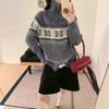 Women's Fair Isle Color-Block Zip-Up Sweater Coat: Autumn/Winter, Loose Fit, Flaw-Covering, Slimming, Soft & Cozy Knit Cardigan