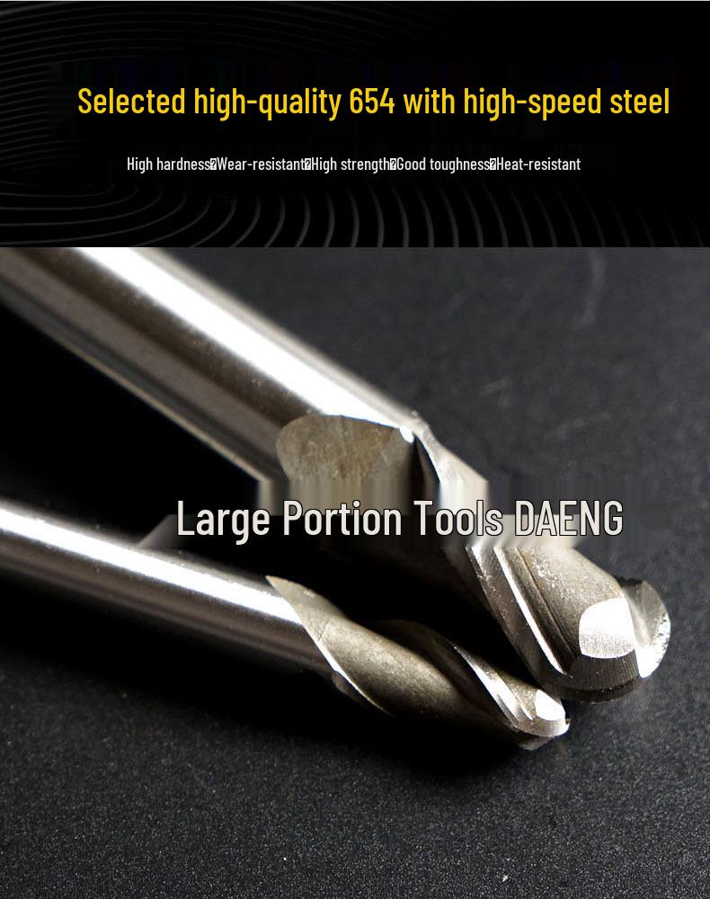 High-Speed Steel Ball Nose End Mill with 2 Flutes, R0.5 To R6 Keyway Cutter