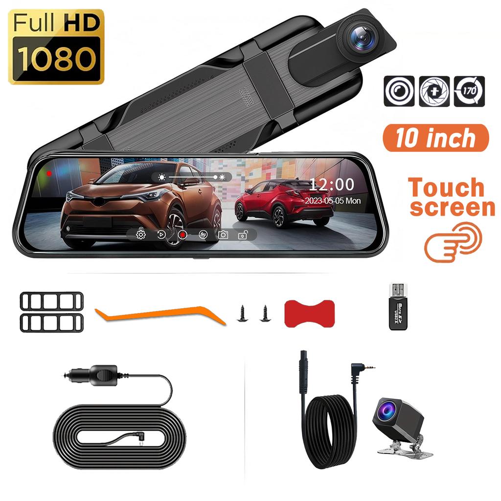 Dash Cam Mirror Camera for Car Touch Screen Video Recorder Rearview Mirror Dash Cam Front and Rear Camera Mirror DVR Black Box